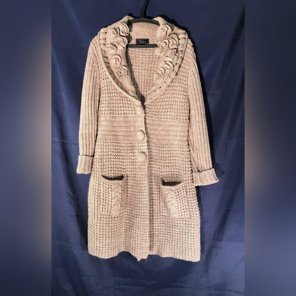 dressbarn Textured Knit Cardigan in Cream